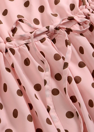 Robe midi avec lien à nouer • rose cendré pois marron • Boutique bonprix