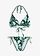 Triangelbikini + pareo van badstof (3-dlg. set), Kleur: mentholblauw-zwart slangenprint