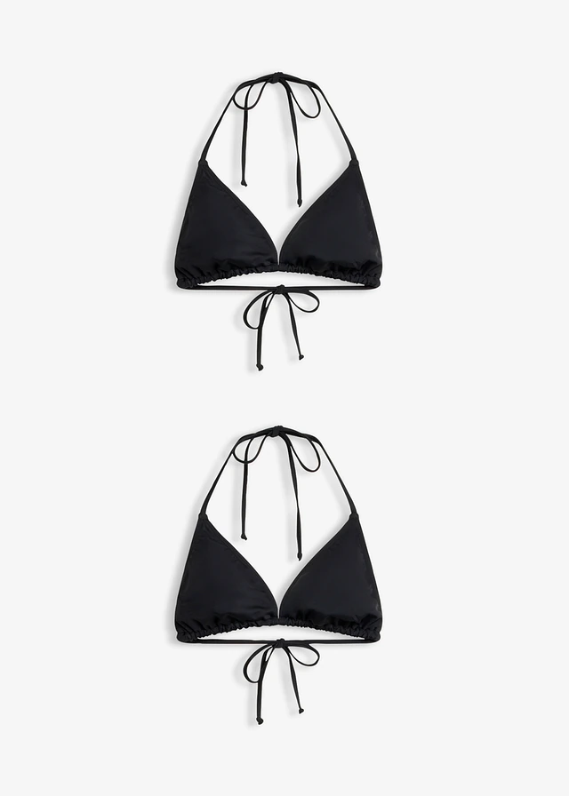 Trojúhelníková bikinová podprsenka, dvojbalení • černá + černá • bonprix obchod
