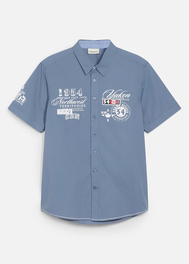 Overhemd met print slim fit • rookblauw • bonprix online shop