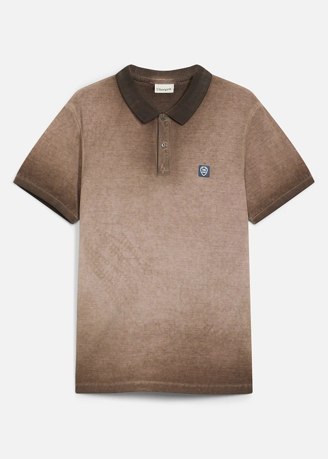 Piqué poloshirt in washed out look • taupe • bonprix online shop