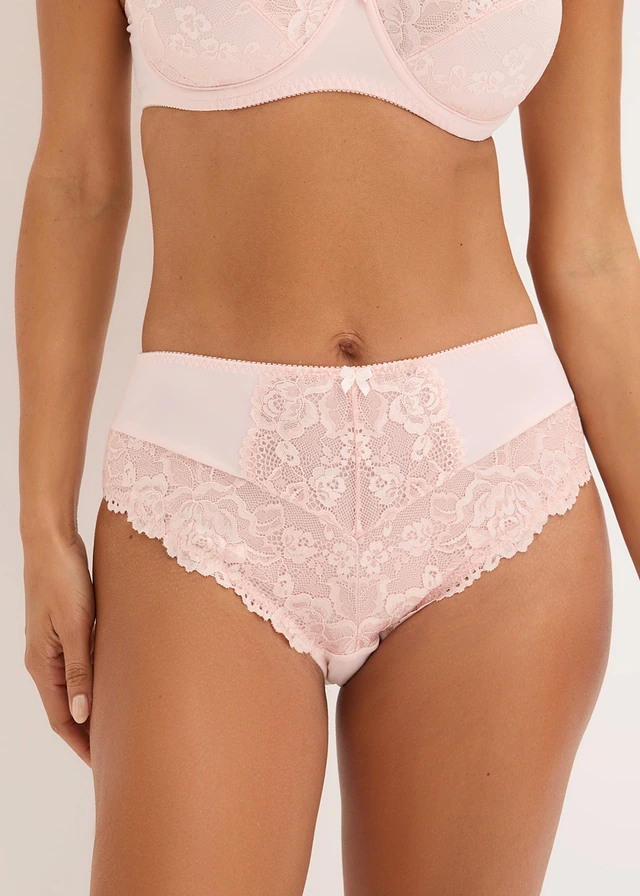 Maxislip met gebloemd kant (set van 2), Kleur: lichtroze+wit