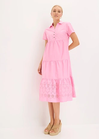Robe 100% coton avec broderies anglaises • rose • Boutique bonprix