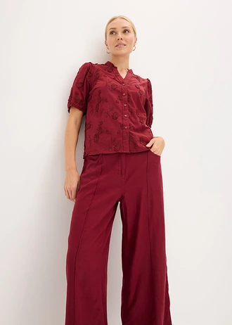 Chemisier manches courtes, 100% coton • rouge rubis • Boutique bonprix