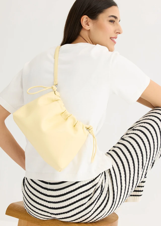 Sac à bandoulière et fronces, Couleur: jaune pâle