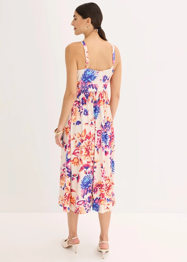 Maxi jurk met diep decolleté, Kleur: kiezelgrijs multicolour