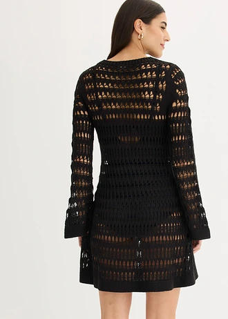 Rochie croșetată • negru • magazin bonprix