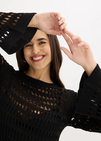 Gehaakte jurk • zwart • bonprix online shop