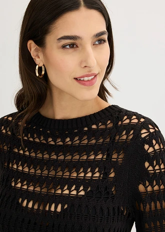 Robe en crochet • noir • Boutique bonprix