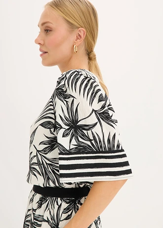 Blouse manches courtes • noir-blanc imprimé • Boutique bonprix