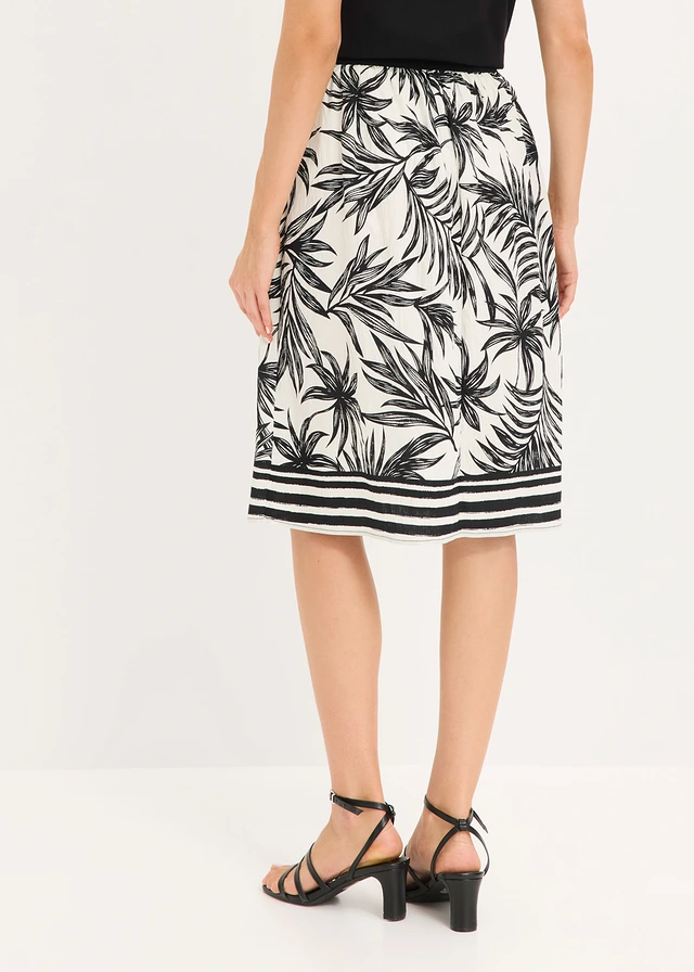 Rok met comfortband, Kleur: zwart/wit gedessineerd