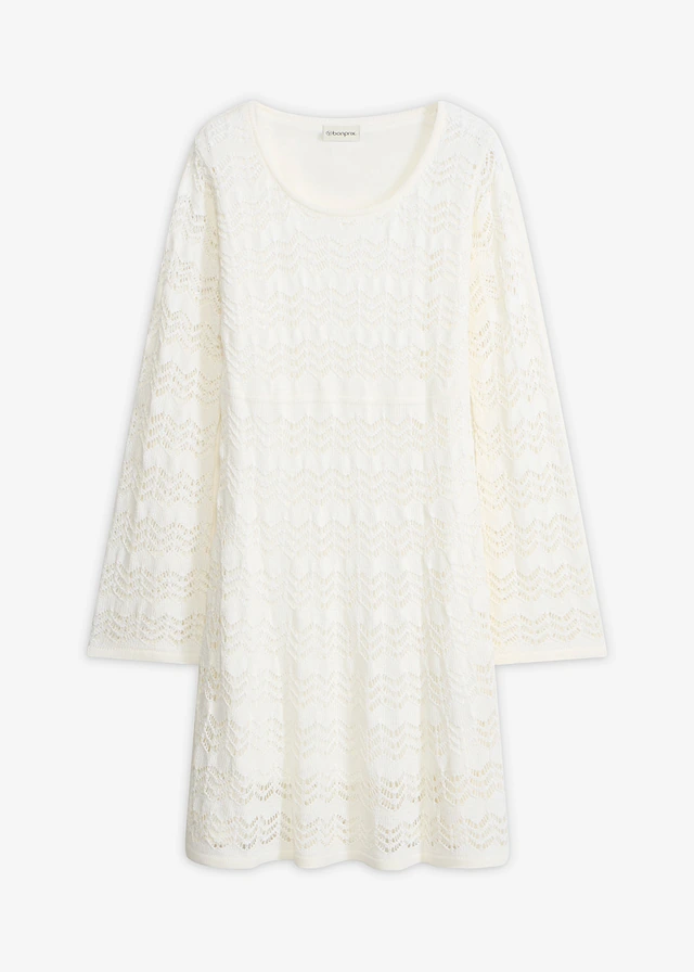 Robe en crochet à manches trompette • écru • Boutique bonprix