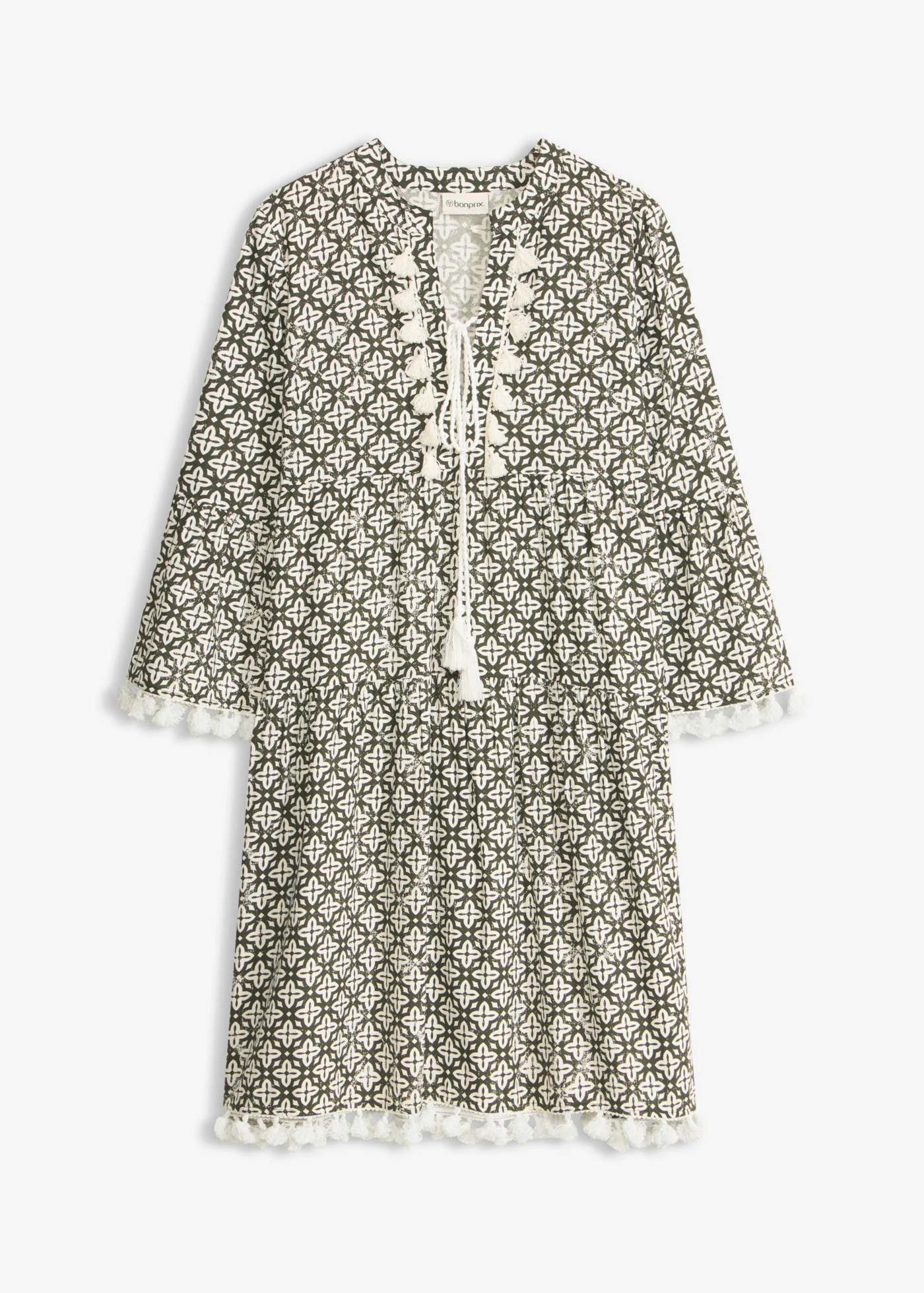 Robe-tunique en viscose douce • olive foncé/écru • Boutique bonprix