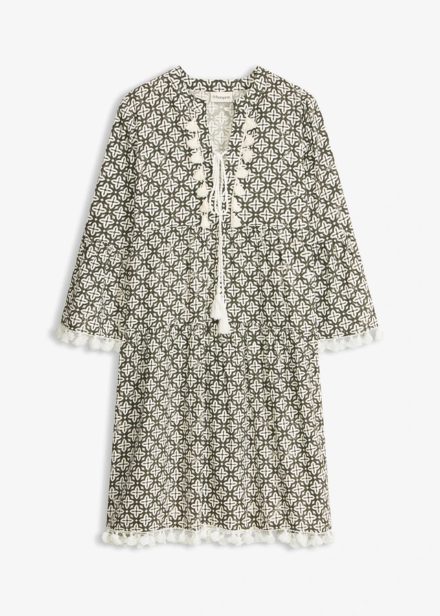 Robe-tunique en viscose douce • olive foncé/écru • Boutique bonprix