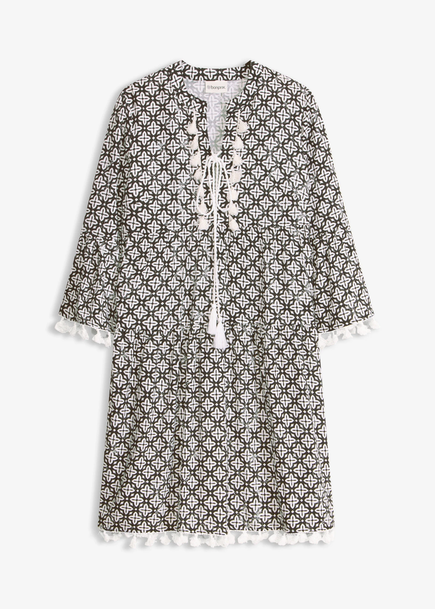 Robe-tunique en viscose douce • noir-écru • Boutique bonprix