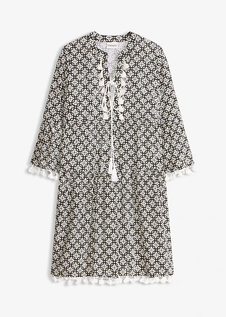 Robe-tunique en viscose douce • noir-écru • Boutique bonprix