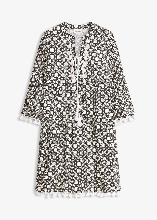 Robe-tunique en viscose douce • noir-écru • Boutique bonprix