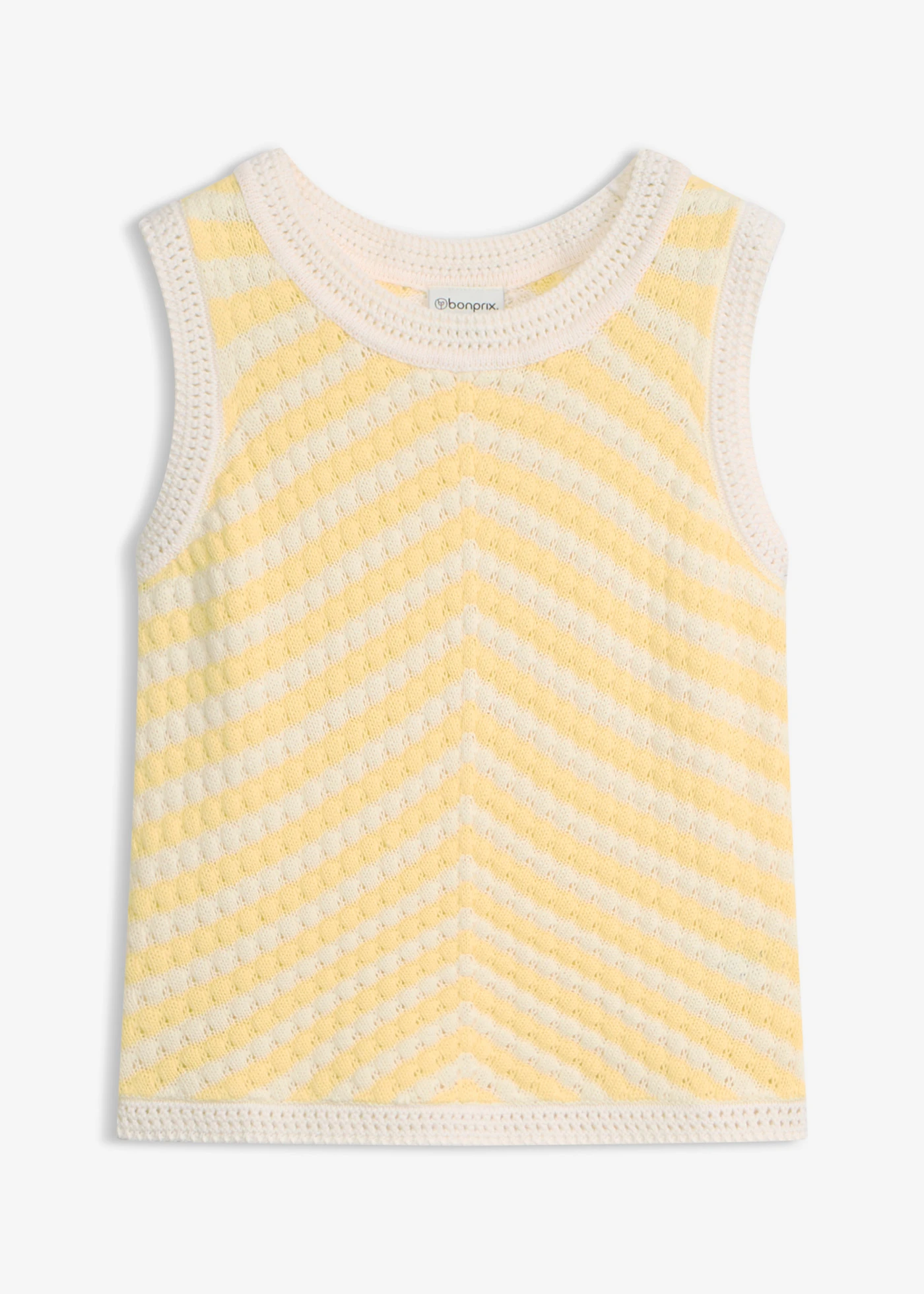 Top tricotat • galben pastel/alb perlat cu dungi • magazin bonprix