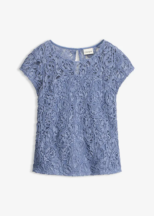 Kanten blouse • rookblauw • bonprix online shop