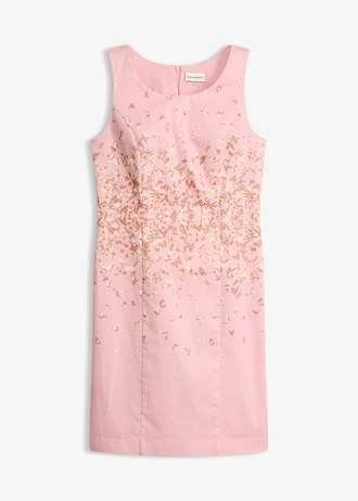 Kokerjurk met print, Kleur: asroze met print
