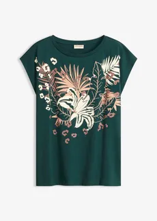 T-shirt 100% coton • vert profond imprimé • Boutique bonprix