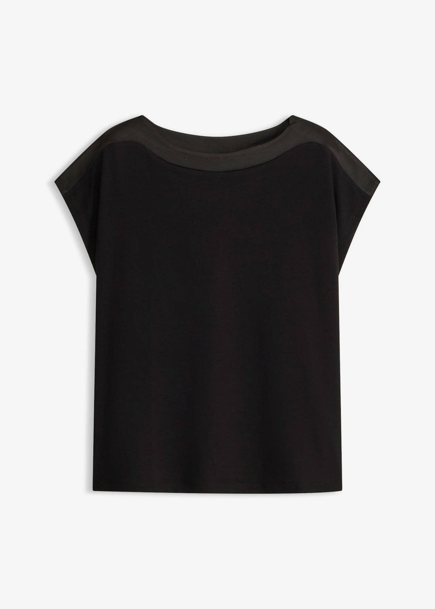 Bluză tricot cu inserție de satin • negru • magazin bonprix