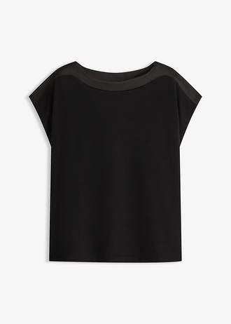 Shirt met passen van satijn