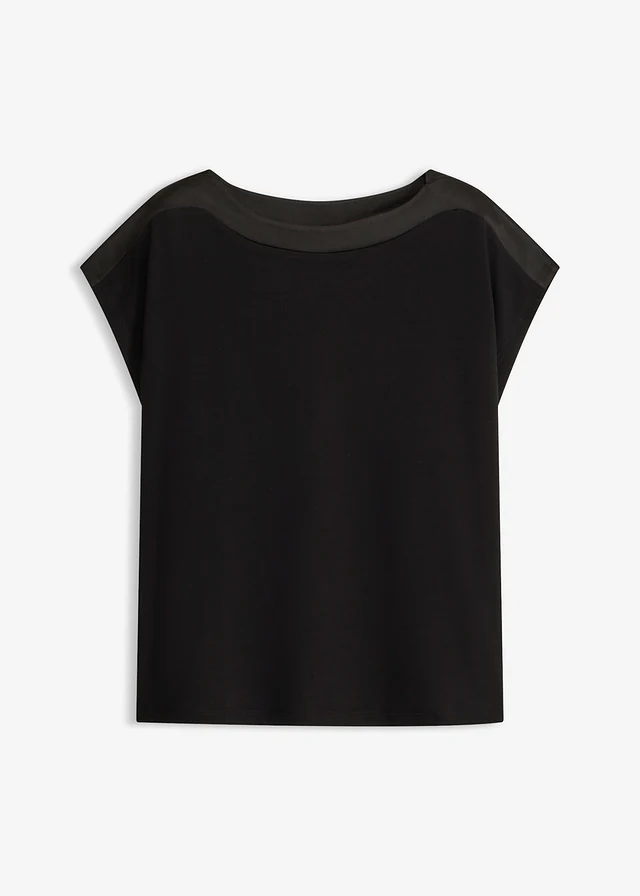 Shirt met passen van satijn