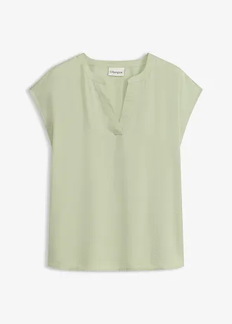 Blouse manches courtes ample en satin avec épaules descendues • vert pâle • Boutique bonprix