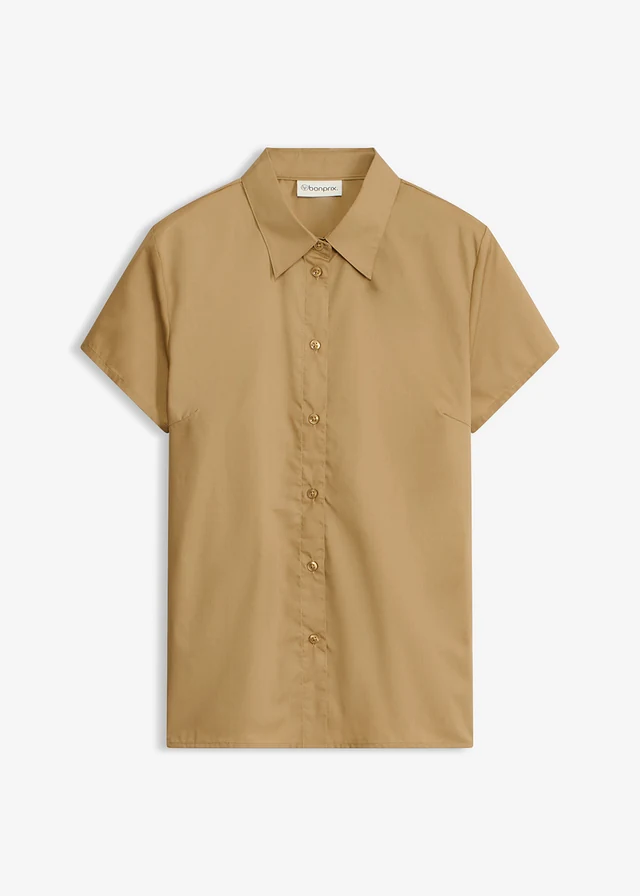Popeline blouse met korte mouwen