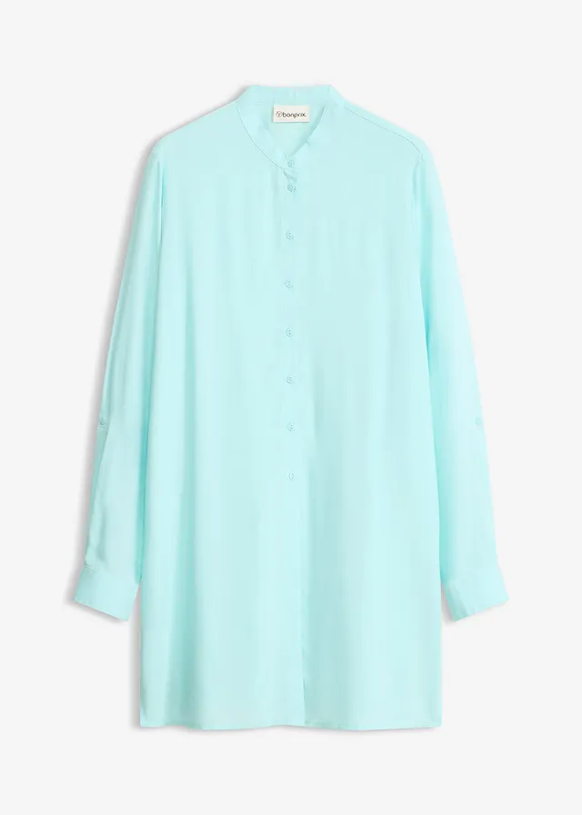 Lange blouse van viscose • aquablauw • bonprix online shop
