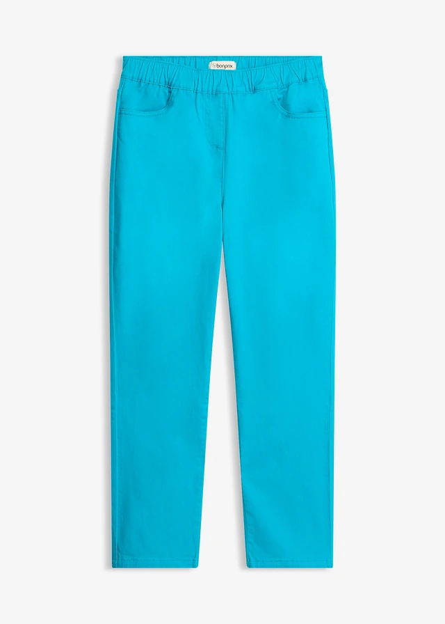 Pantaloni 7/8 cu talie elastică, cu stretch • albastru-lagună • magazin bonprix