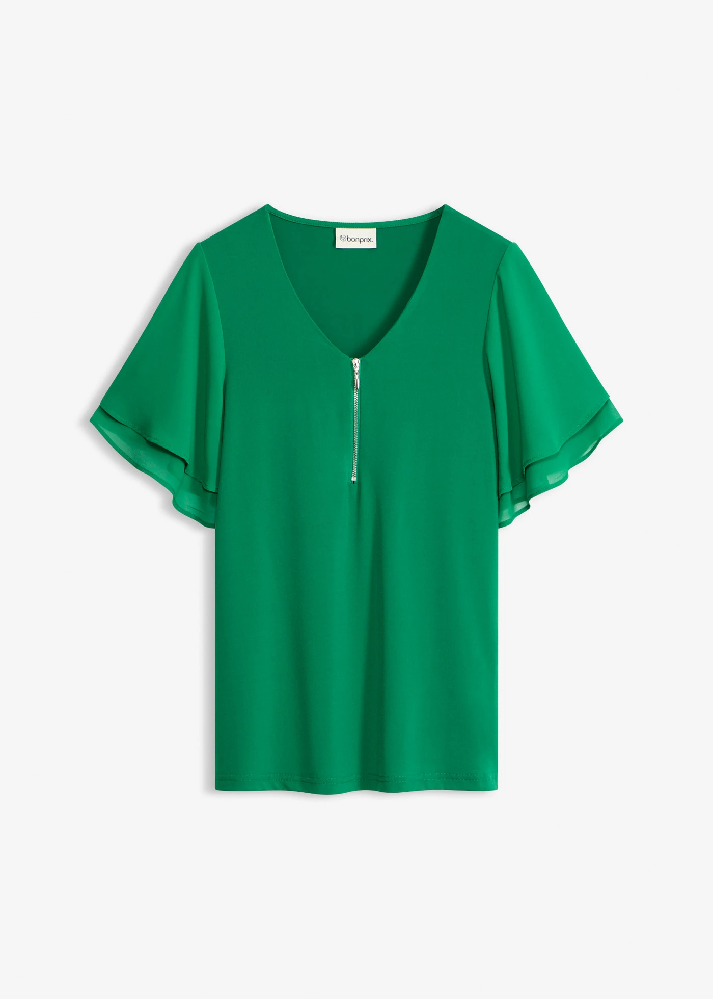 Póló sifon ujjakkal • drágakő zöld • bonprix áruház