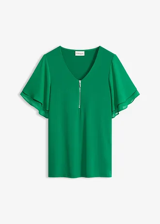 Shirt met chiffon mouwen • edelsteengroen • bonprix online shop
