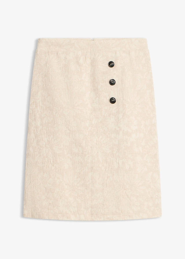 Rok van katoenjacquard met linnen • lichtsand gebloemd • bonprix online shop