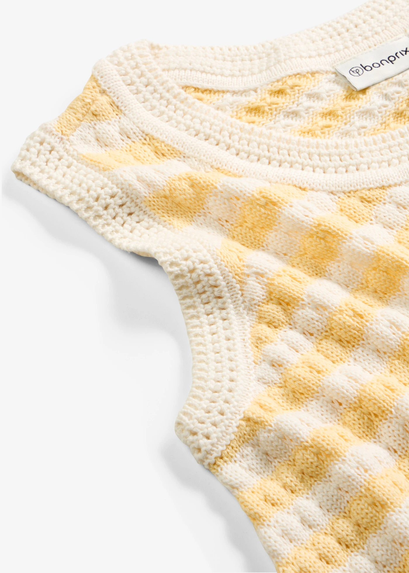 Top tricotat • galben pastel/alb perlat cu dungi • magazin bonprix