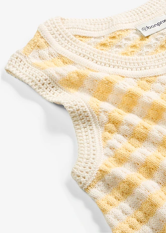Pletený top • pastelovo žltá/perlovo biela pásikovaná • obchod bonprix