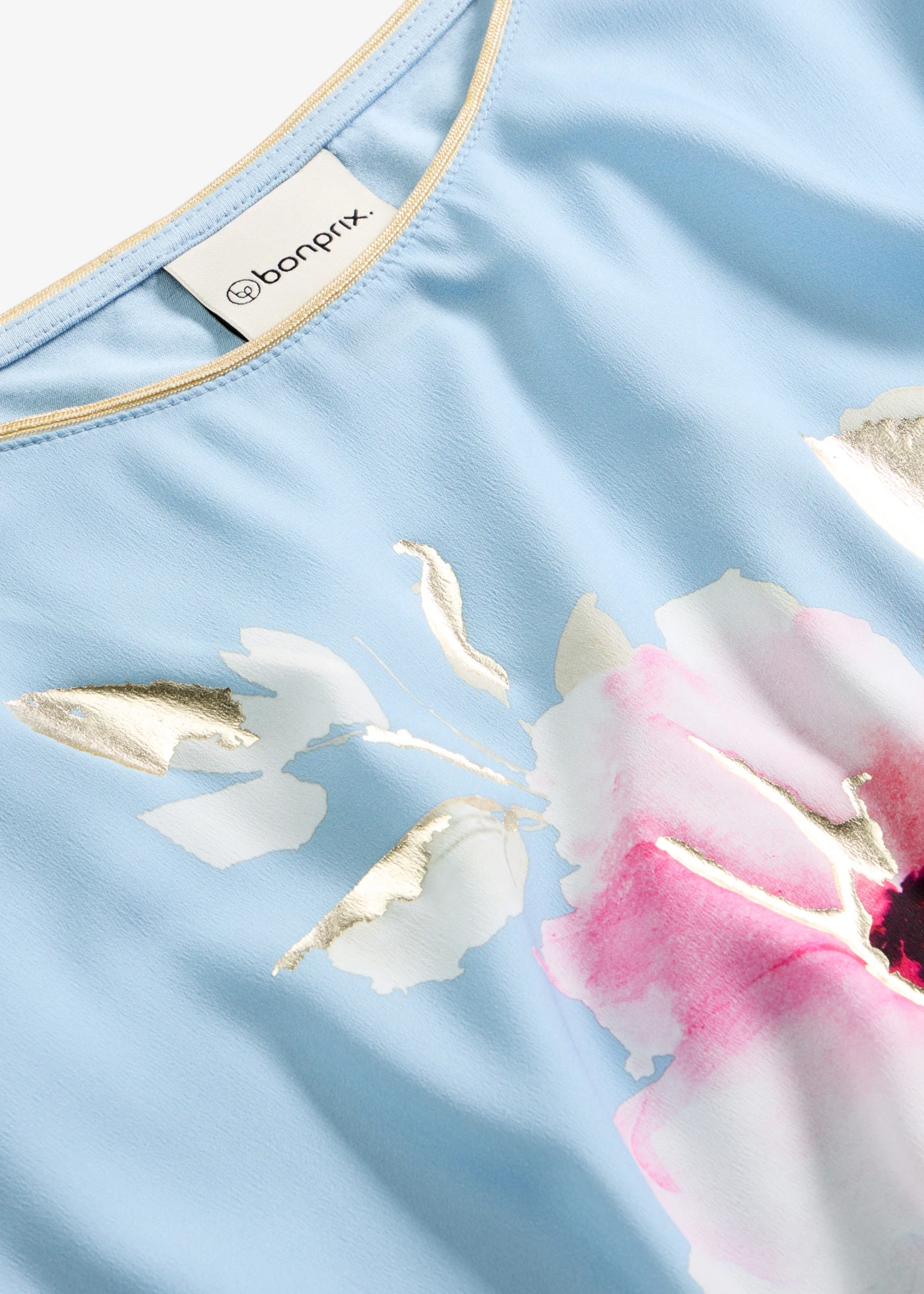 T-shirt à empiècement tissé • bleu clair • Boutique bonprix