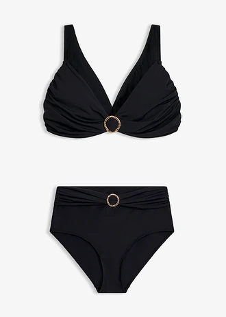 Bustier bikini karikás részlettel (2-részes szett) • fekete • bonprix áruház