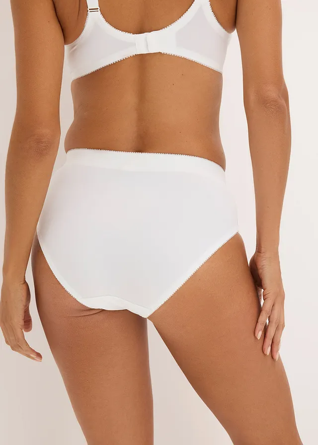 Corrigerende slip met elegant borduursel (set van 2), Kleur: wit+wit-zwart