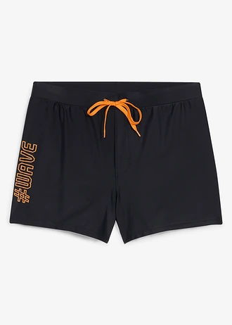 Koupací šortky z elastického materiálu • černo-oranžová • bonprix obchod