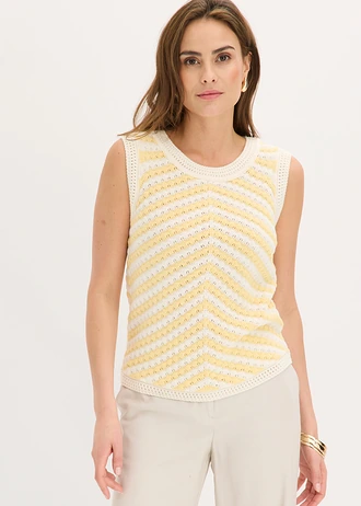 Top tricotat • galben pastel/alb perlat cu dungi • magazin bonprix