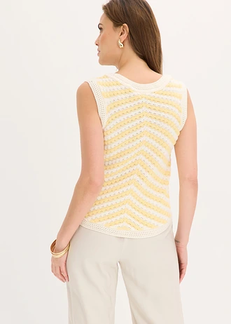 Gebreide top • pastelgeel/parelwit gestreept • bonprix online shop