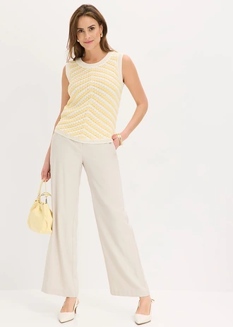 Gebreide top • pastelgeel/parelwit gestreept • bonprix online shop