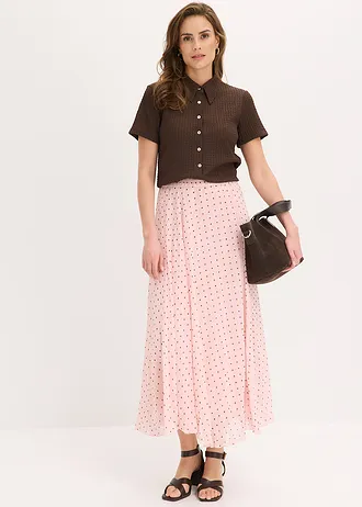Jupe en mousseline effet froissé • rose cendré-marron • Boutique bonprix