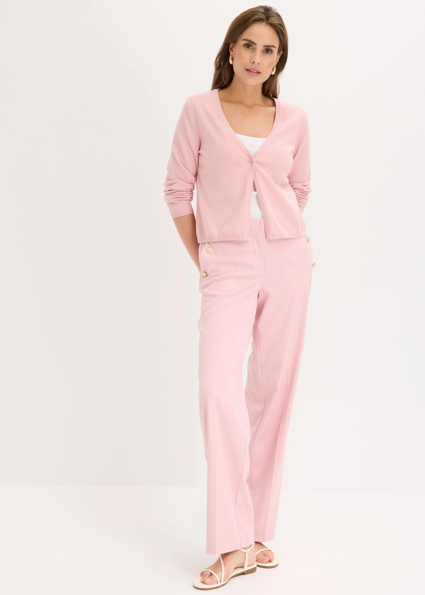 Gilet simple en fine maille • rose cendré • Boutique bonprix