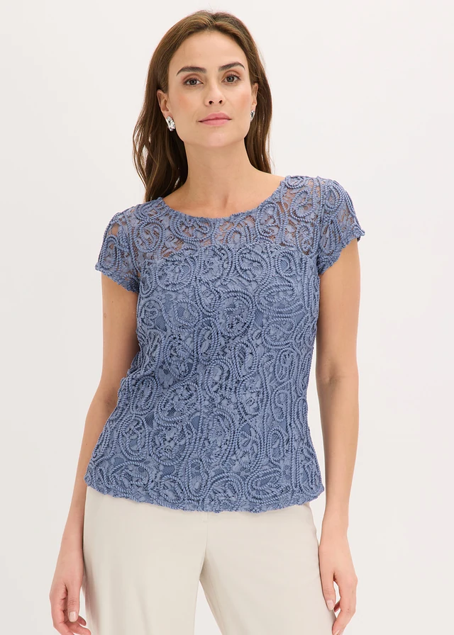 Kanten blouse • rookblauw • product-page.page-title-suffix