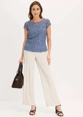 Blouse manches courtes en dentelle • bleu fumé • Boutique bonprix