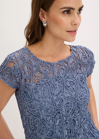 Blouse manches courtes en dentelle • bleu fumé • Boutique bonprix