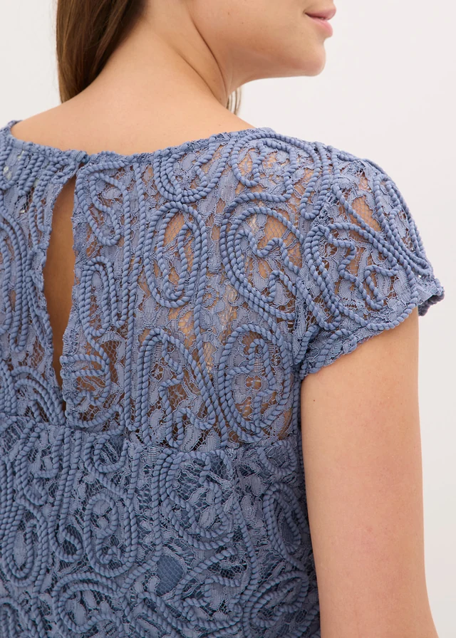 Blouse manches courtes en dentelle • bleu fumé • product-page.page-title-suffix